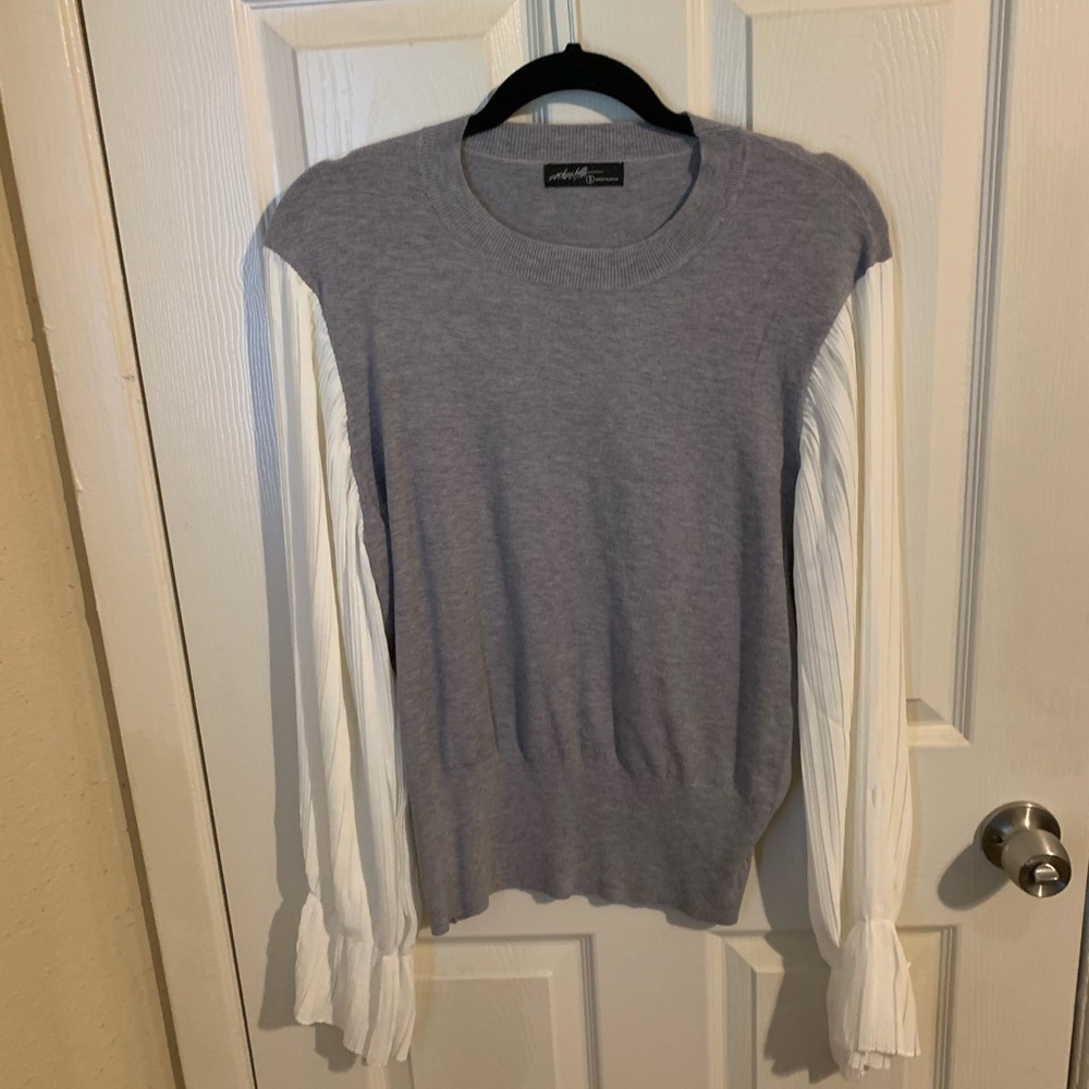 Grey Sweater with Bell sheer Sleeves
